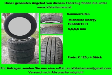 Sommerreifen 195/65R15H Micheline Energy 5,5,5,5mm